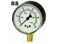 Model R8 Gauge - 1/8" NPT Standard Bottom Connection Black Enameled Steel Case - Non Fillable